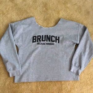 Brunch Because Mimosas Cute Off the Shoulder Sexy Cropped Sweatshirt Wom…
